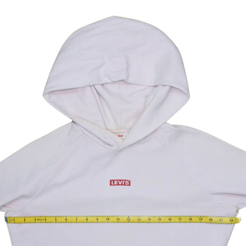 Levi's Women White Pullover Hoodie S Logo Print Casual Cotton Blend