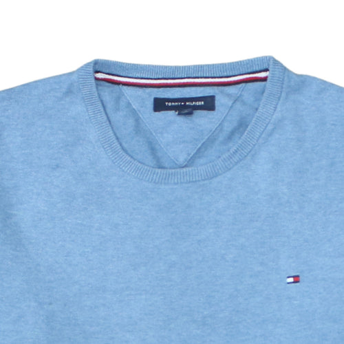 Tommy Hilfiger Men’s Blue Cotton Crew Neck Jumper Size L