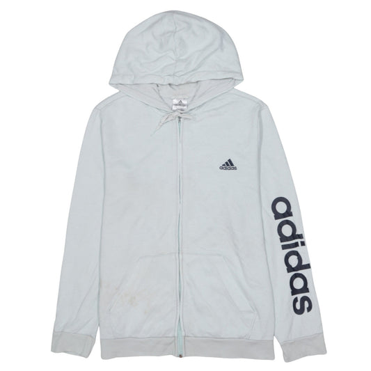 Adidas Womens White Full Zip Hoodie XL Hooded Sweatshirt Casual