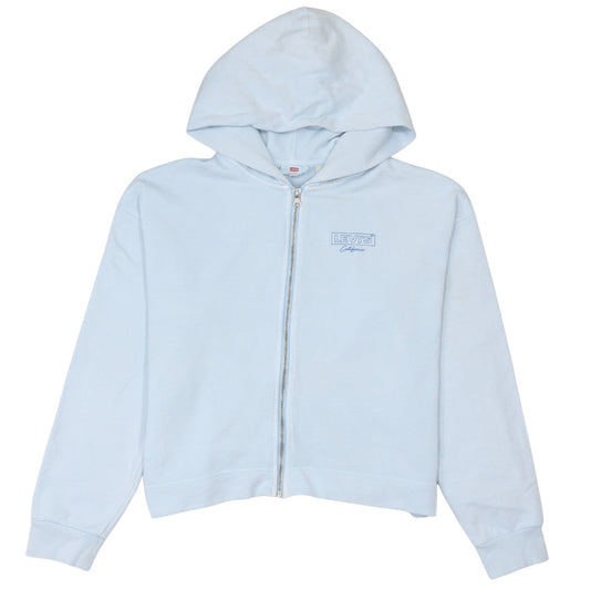 Levi's Women Light Blue Full Zip Hoodie Small Cotton Fleece