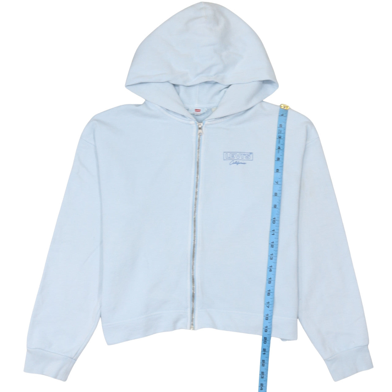 Levi's Women Light Blue Full Zip Hoodie Small Cotton Fleece