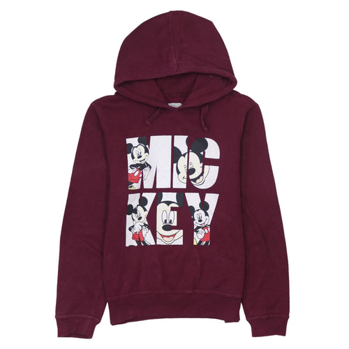 Disney Women Burgundy Mickey Mouse Pullover Hoodie Size 12
