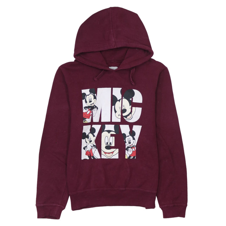 Disney Women Burgundy Mickey Mouse Pullover Hoodie Size 12