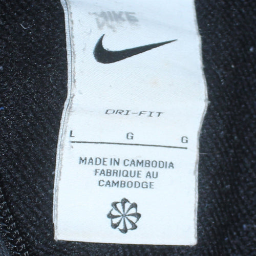 Nike Women's Black Full Zip Hoodie L Dri-Fit Cotton Blend Sweatshirt