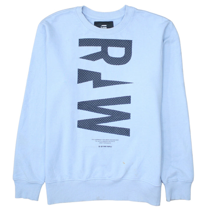 G-Star RAW Men's Blue Graphic Logo Crew Neck Sweatshirt Size L