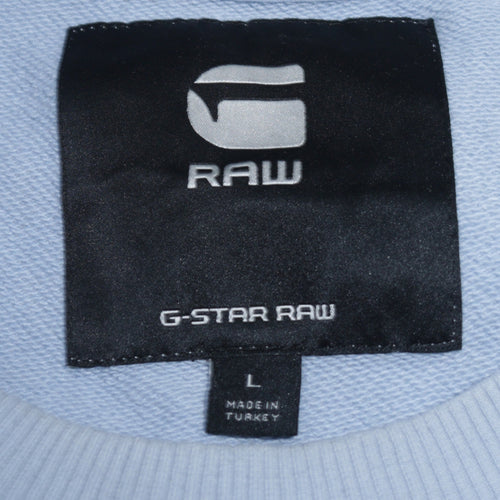 G-Star RAW Men's Blue Graphic Logo Crew Neck Sweatshirt Size L