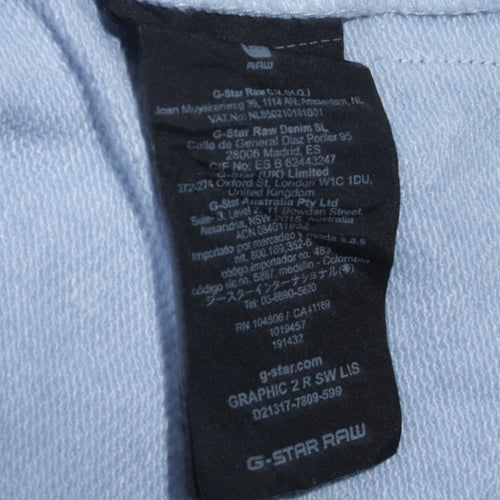 G-Star RAW Men's Blue Graphic Logo Crew Neck Sweatshirt Size L