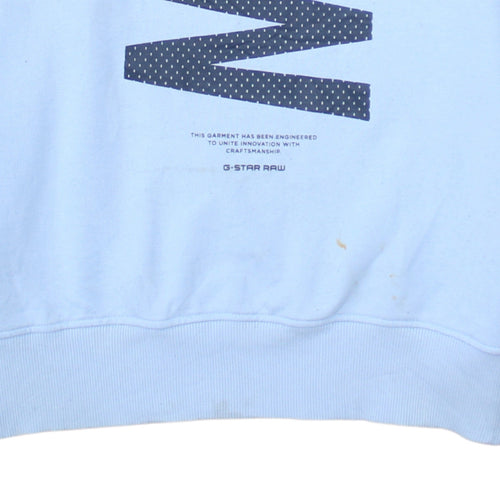 G-Star RAW Men's Blue Graphic Logo Crew Neck Sweatshirt Size L