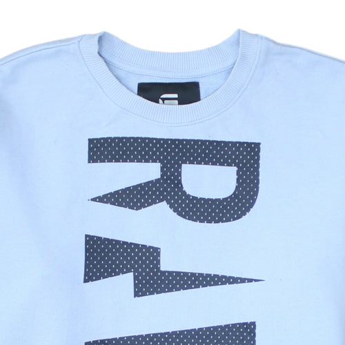 G-Star RAW Men's Blue Graphic Logo Crew Neck Sweatshirt Size L