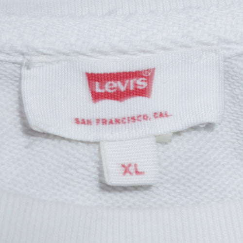 Levi's Mens White XL Crew Neck Graphic Logo Pullover Sweatshirt