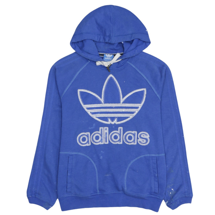Adidas Mens Blue Pullover Hoodie Size M Logo Sportswear