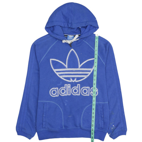 Adidas Mens Blue Pullover Hoodie Size M Logo Sportswear