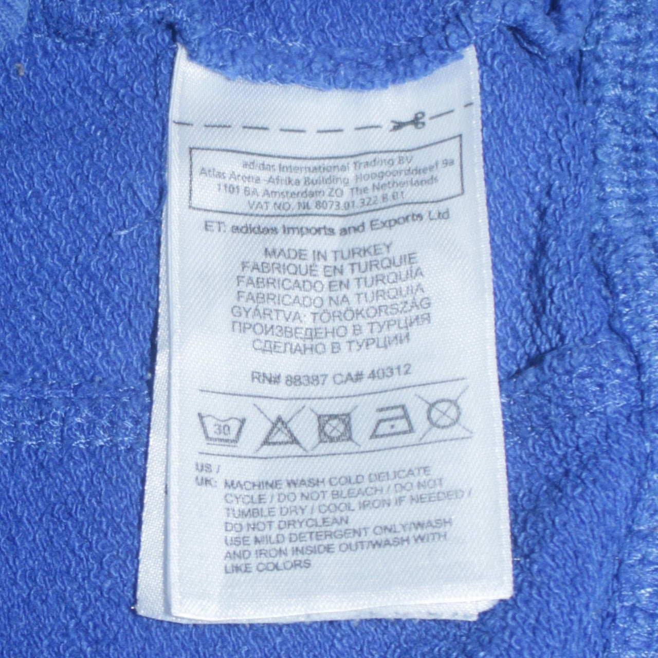 Adidas Mens Blue Pullover Hoodie Size M Logo Sportswear
