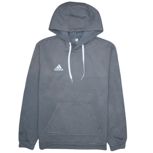 Adidas Mens Grey Pullover Hoodie M Sports Fleece Logo Sweatshirt