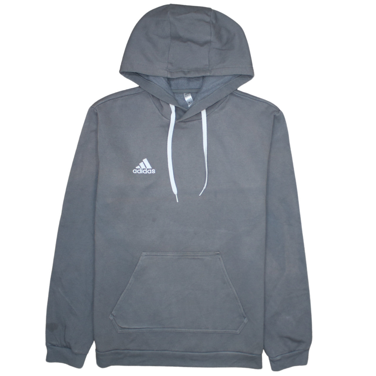 Adidas Mens Grey Pullover Hoodie M Sports Fleece Logo Sweatshirt