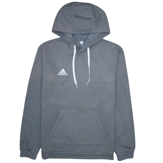 Adidas Mens Grey Pullover Hoodie M Sports Fleece Logo Sweatshirt