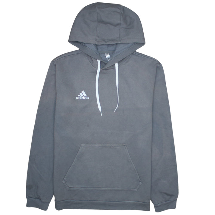 Adidas Mens Grey Pullover Hoodie M Sports Fleece Logo Sweatshirt