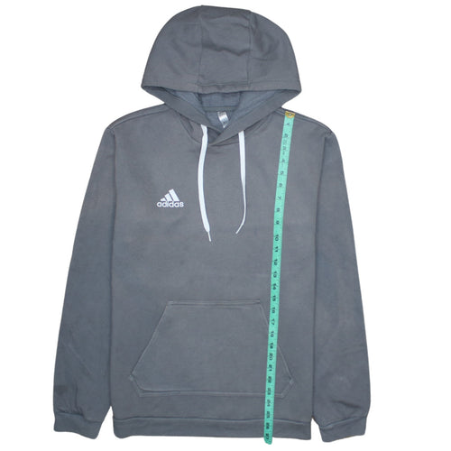 Adidas Mens Grey Pullover Hoodie M Sports Fleece Logo Sweatshirt