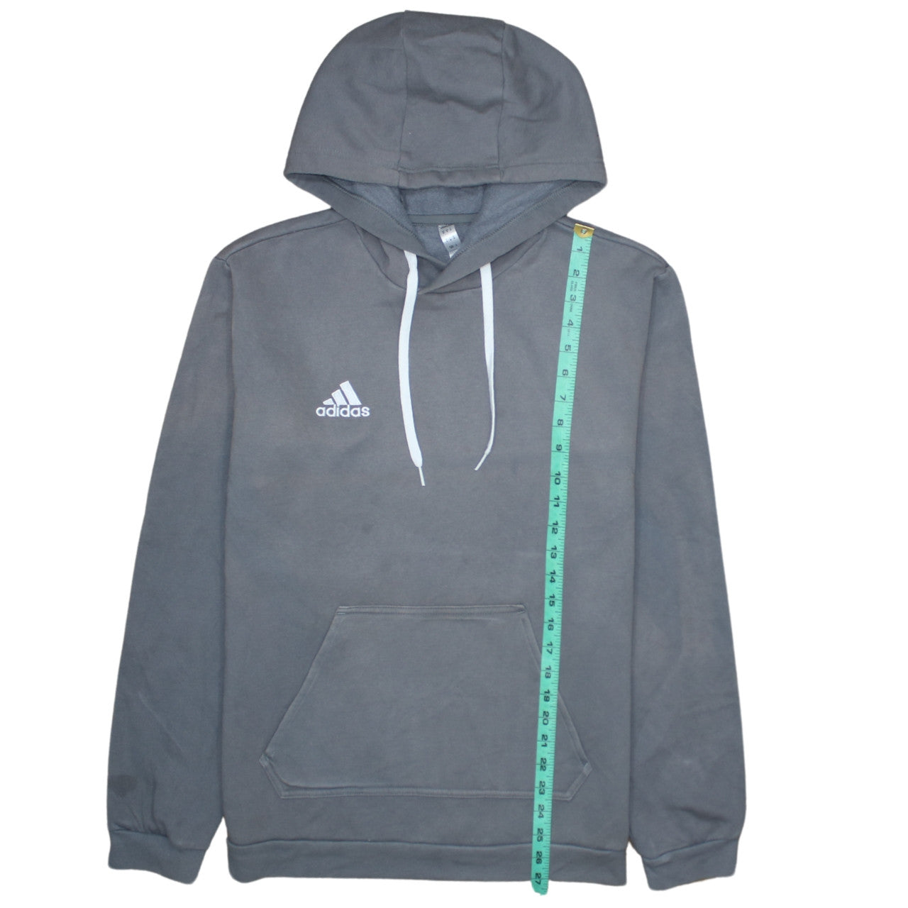 Adidas Mens Grey Pullover Hoodie M Sports Fleece Logo Sweatshirt