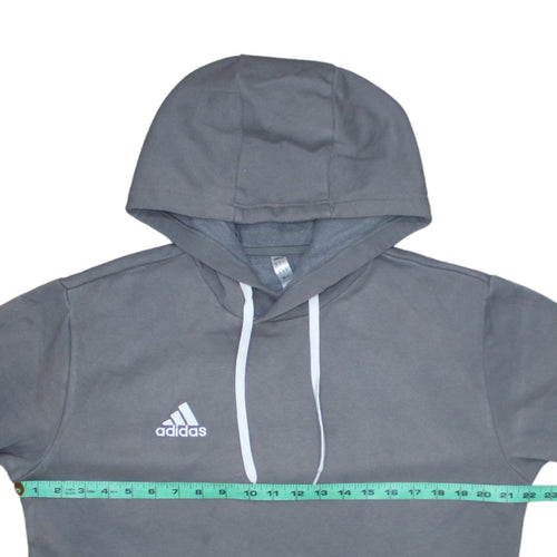 Adidas Mens Grey Pullover Hoodie M Sports Fleece Logo Sweatshirt