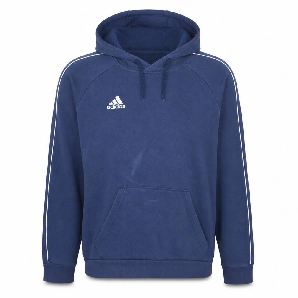 Front view of Adidas Men’s Blue Pullover Hoodie Medium Sports Fleece