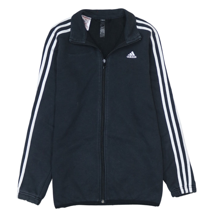 Adidas Boys Black Track Jacket 13-14Y Full Zip Fleece Activewear