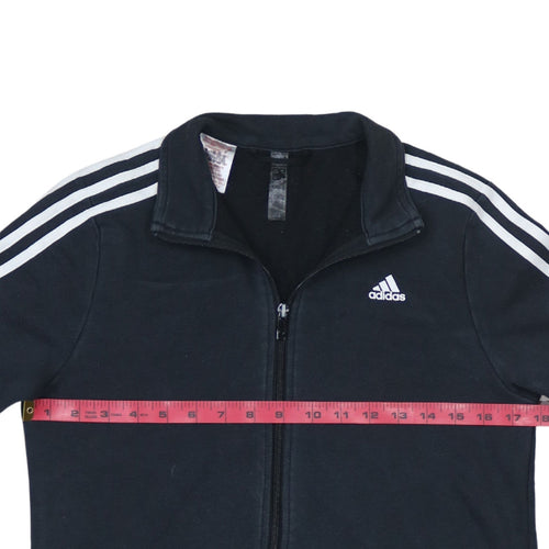 Adidas Boys Black Track Jacket 13-14Y Full Zip Fleece Activewear