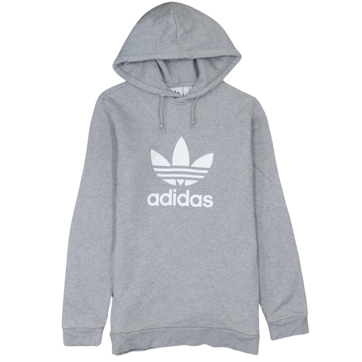 adidas Mens Grey Pullover Hoodie S Regular Fit Sports Logo Sweatshirt