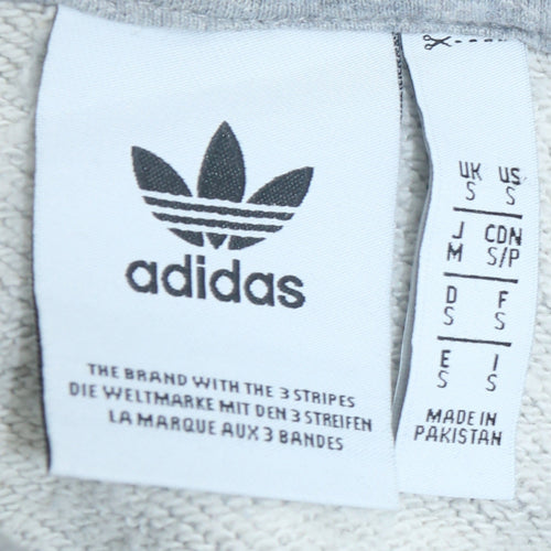 adidas Mens Grey Pullover Hoodie S Regular Fit Sports Logo Sweatshirt