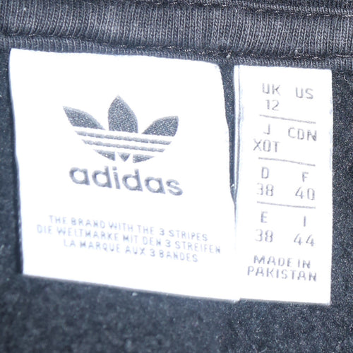 Adidas Women's Black 1/2 Zip Hooded Sweatshirt UK 12
