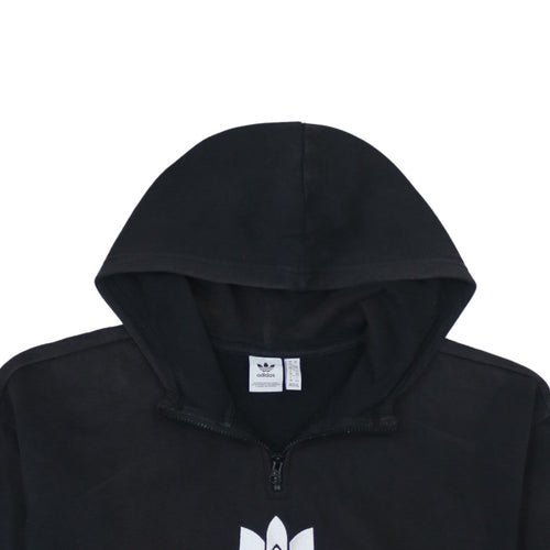 Adidas Women's Black 1/2 Zip Hooded Sweatshirt UK 12