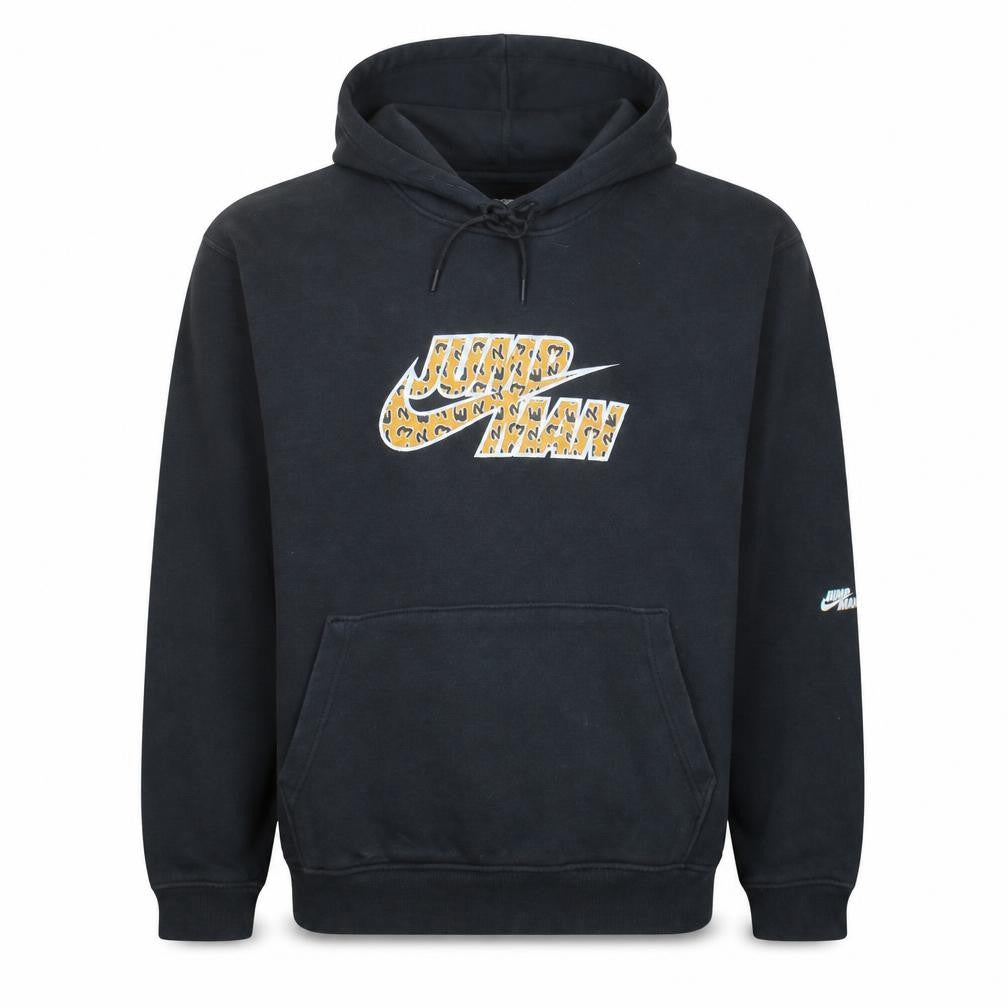 Front view of Jordan men’s black pullover hoodie l graphic print sportswear