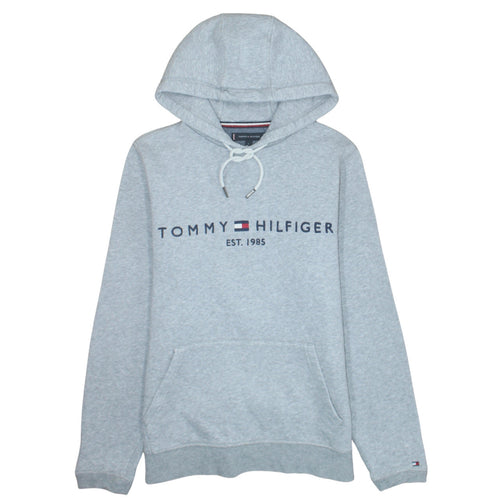 Tommy Hilfiger Men's Grey Pullover Hoodie S Logo Classic Fleece