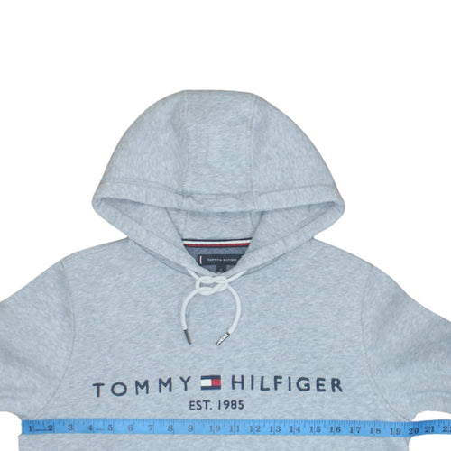 Tommy Hilfiger Men's Grey Pullover Hoodie S Logo Classic Fleece