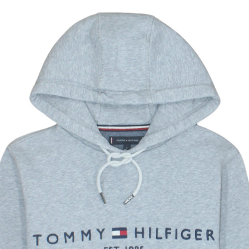 Tommy Hilfiger Men's Grey Pullover Hoodie S Logo Classic Fleece
