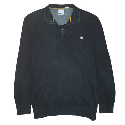 Timberland Men’s Black 3XL 1/4 Zip Cotton Jumper