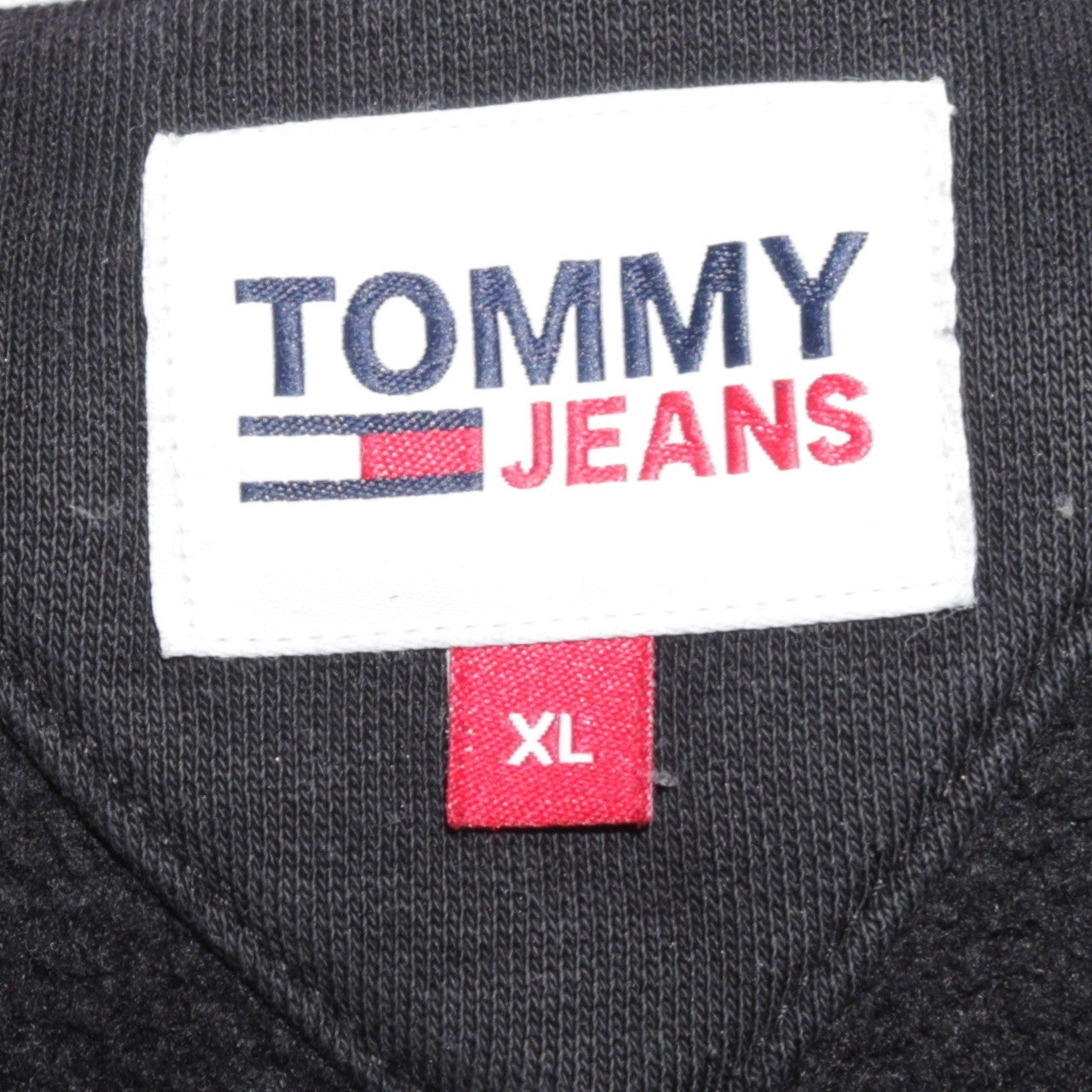 Tommy Jeans Mens Black XL Pullover Hoodie Classic Logo Sweatshirt