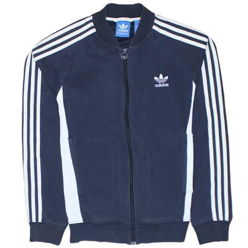 Adidas Mens Navy Blue Track Jacket M Full Zip Windbreaker