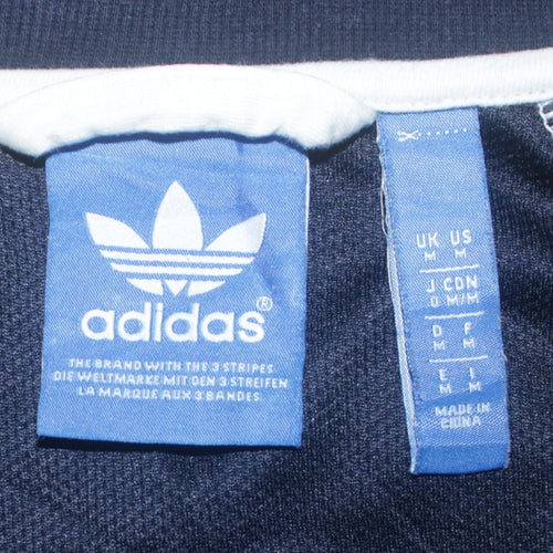 Adidas Mens Navy Blue Track Jacket M Full Zip Windbreaker