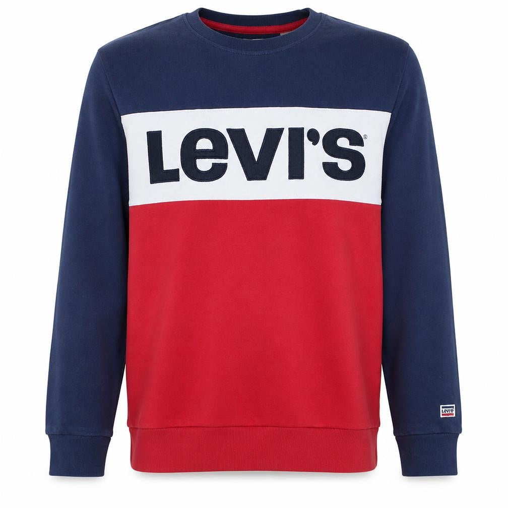 Front view of Levi's Men's Multicoloured XL Crew Neck Logo Pullover Sweatshirt
