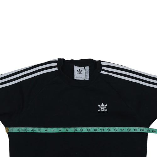 Adidas Men's Black Small Pullover Sweatshirt Crew Neck Logo Stripe