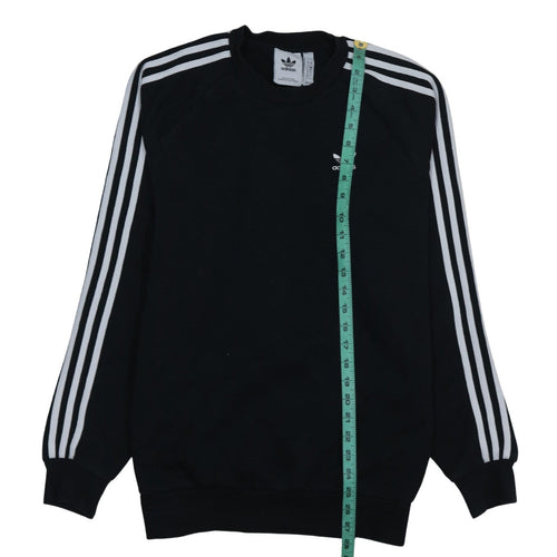Adidas Men's Black Small Pullover Sweatshirt Crew Neck Logo Stripe