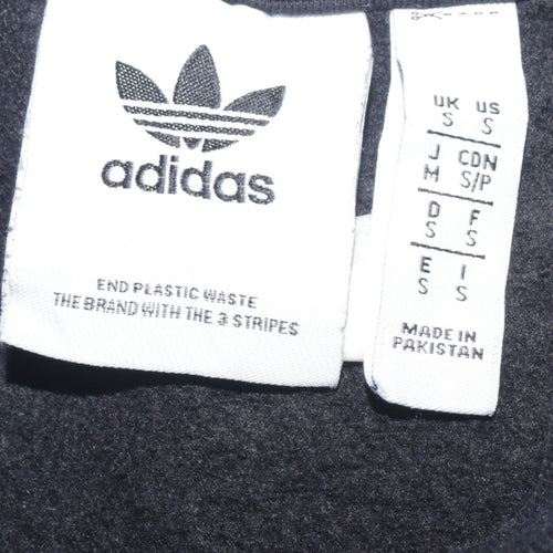 Adidas Men's Black Small Pullover Sweatshirt Crew Neck Logo Stripe