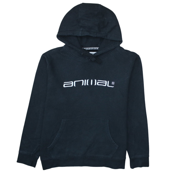 Animal Women Black Pullover Hoodie UK 16 Cotton Logo Print Casual