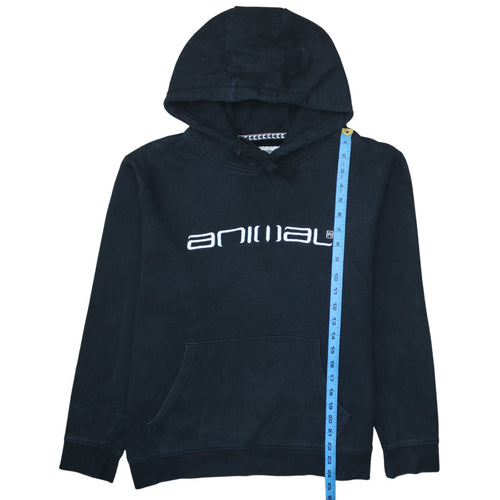 Animal Women Black Pullover Hoodie UK 16 Cotton Logo Print Casual