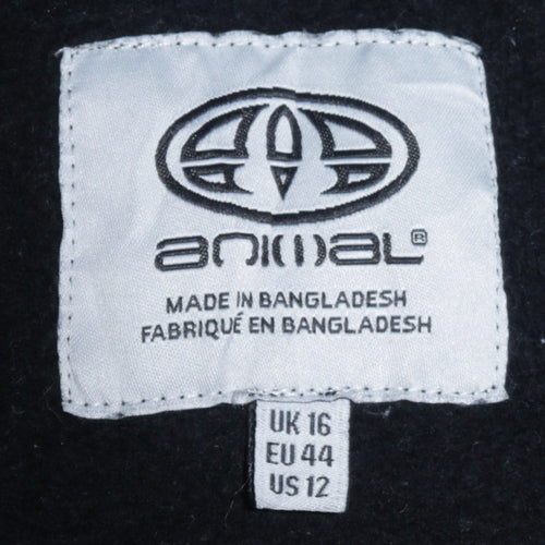 Animal Women Black Pullover Hoodie UK 16 Cotton Logo Print Casual