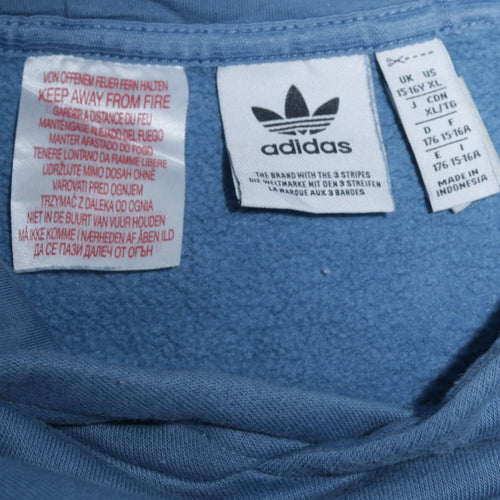 Adidas Boys Blue Pullover Hoodie XL 15-16 Years Hooded Fleece Sweatshirt