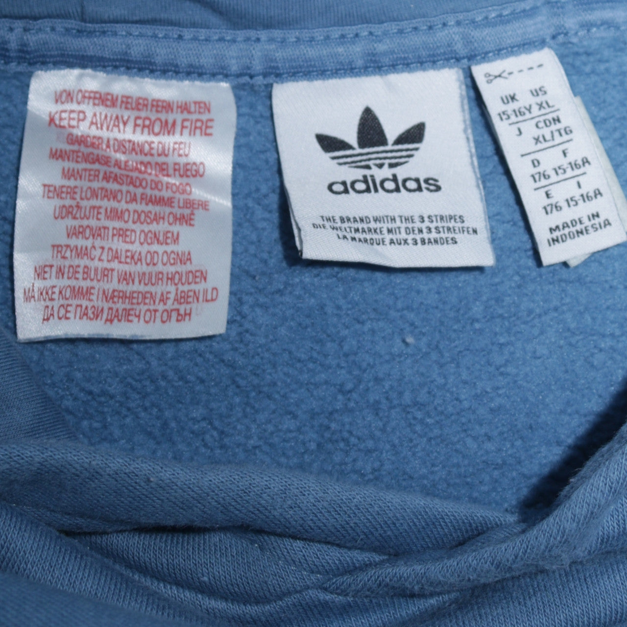 Adidas Boys Blue Pullover Hoodie XL 15-16 Years Hooded Fleece Sweatshirt