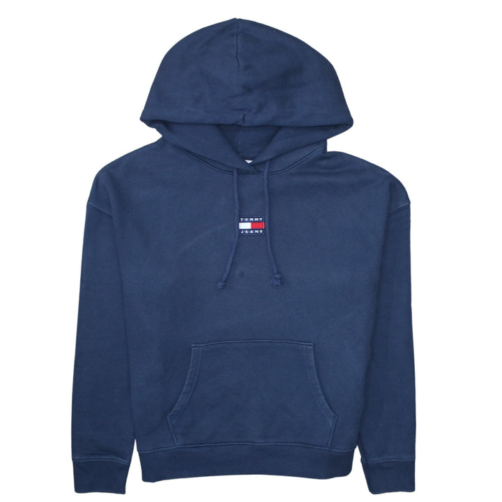 Tommy Jeans Women Navy Blue Large Pullover Hoodie Cotton Casual