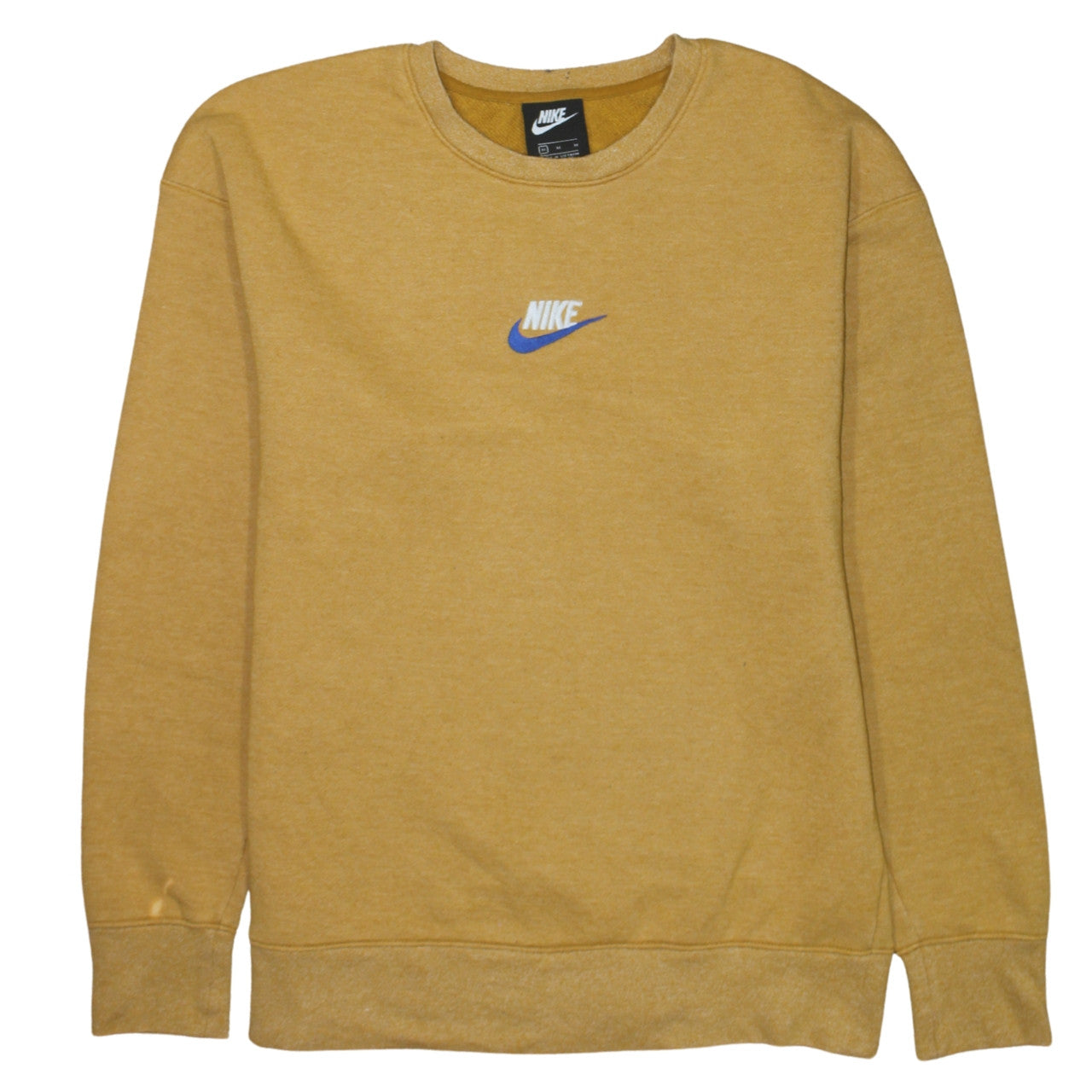 Nike Womens Mustard Yellow Pullover Sweatshirt Size M Crew Neck